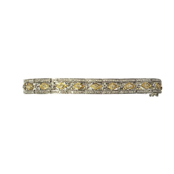 Vintage 14 Karat White and Yellow Gold Diamond Bracelet #12022 - Picture 1 of 10